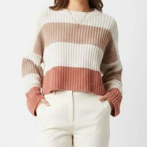 Anthropologie Moon and Madison Knit Cropped Oversized Striped Sweater Size S